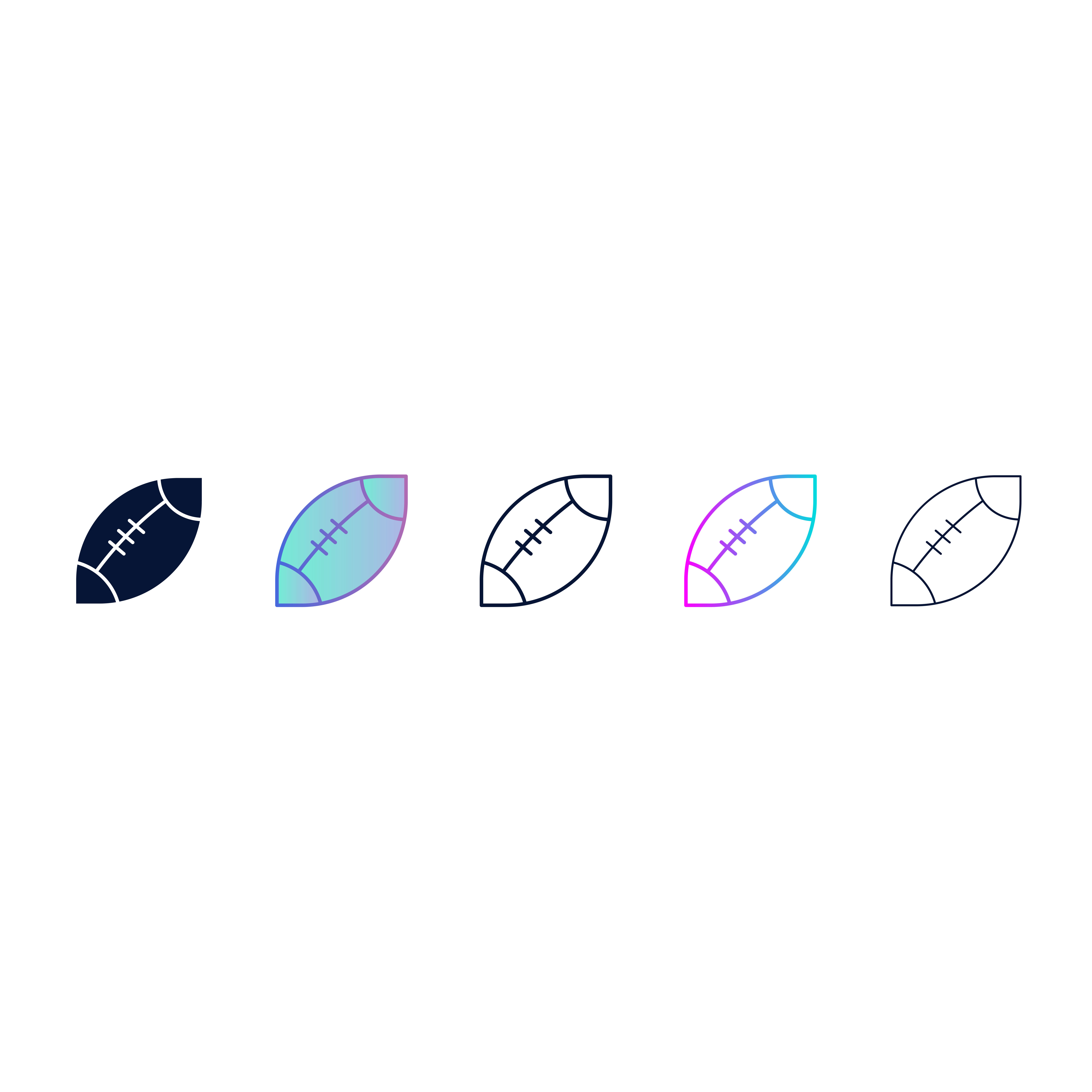 Image of 5 multi-color footballs