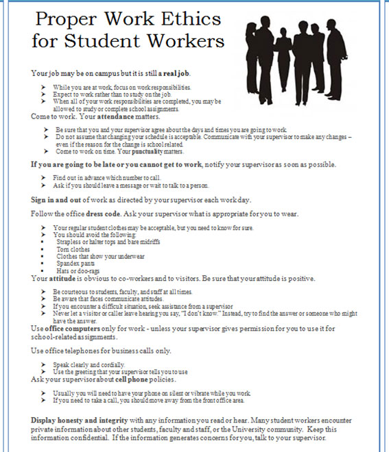 Proper Work Ethics for Student Workers