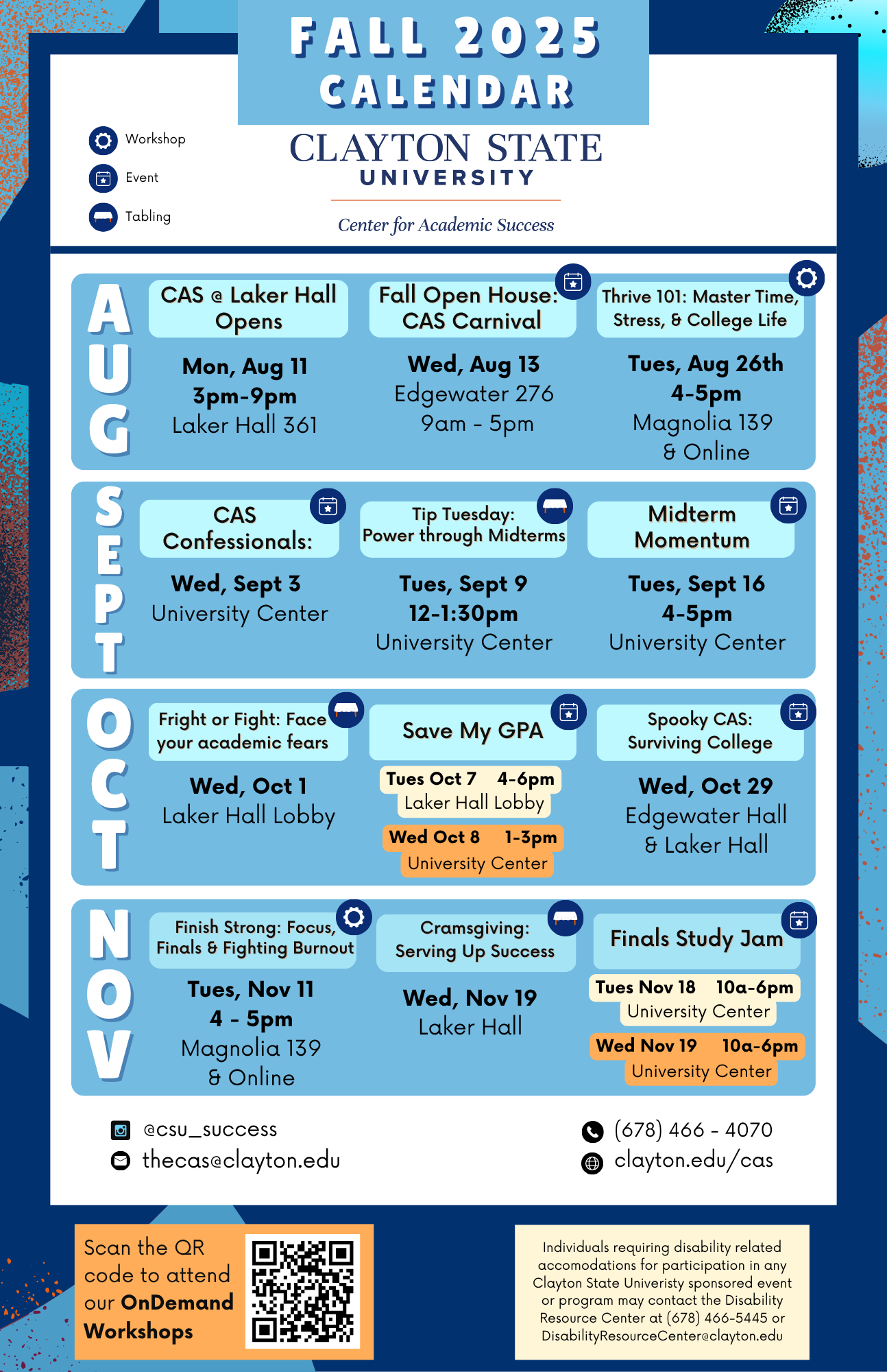 Fall 2025 CAS Academic Success Workshop Schedule