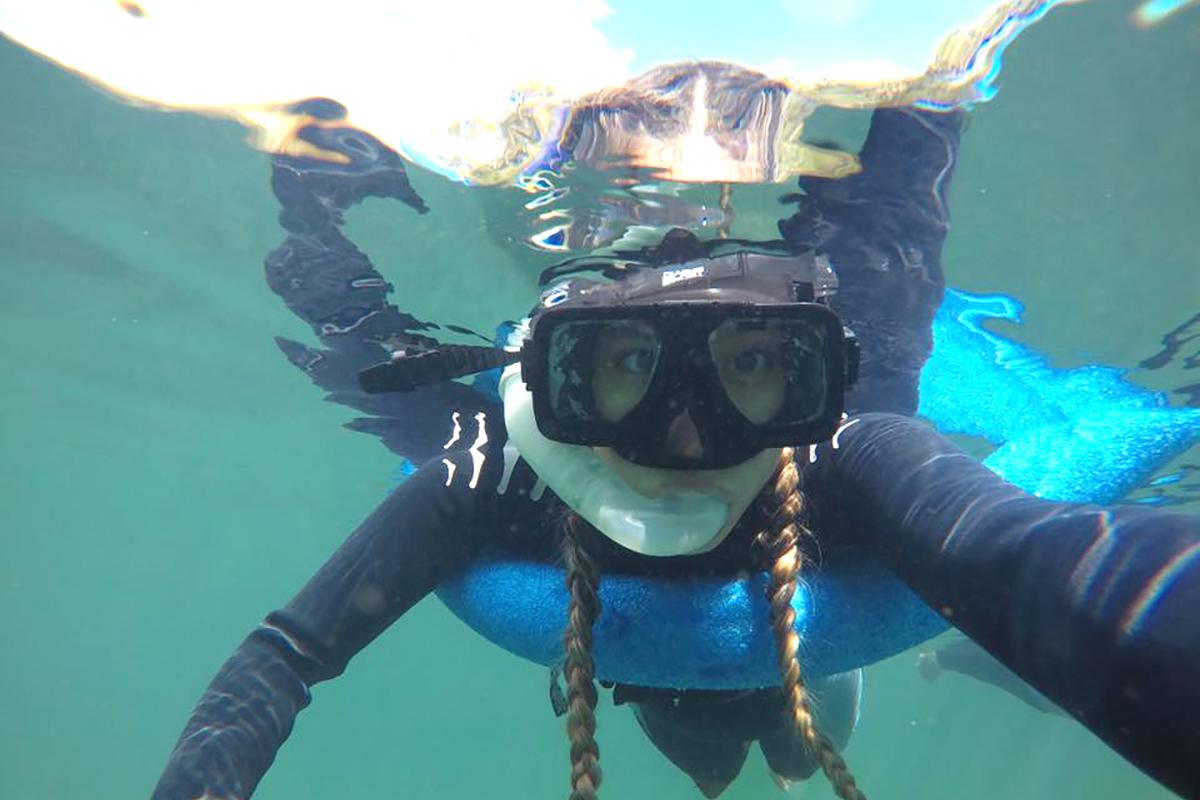 Student snorkeling