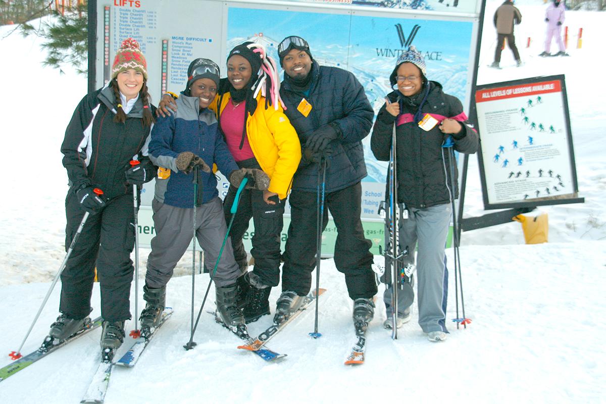 Students skiing