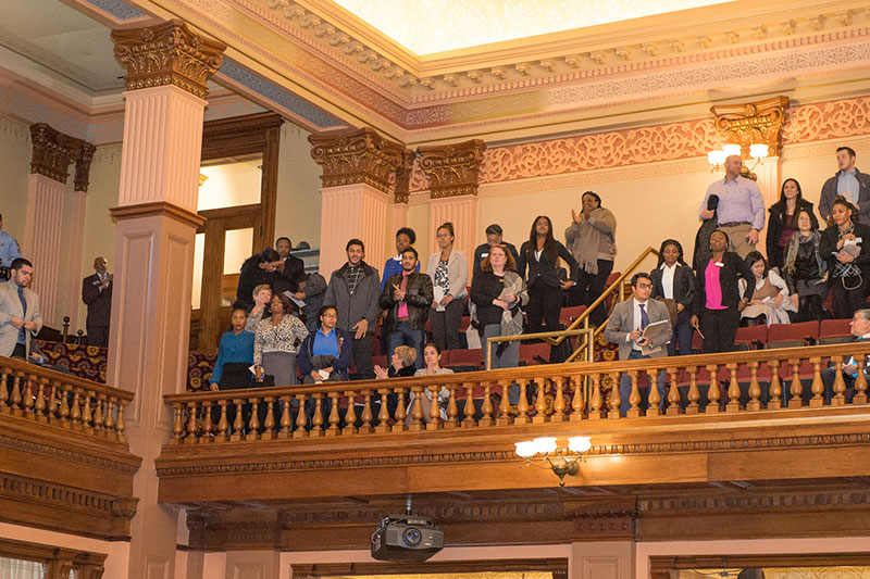 Clayton State participants watching at the Capitol