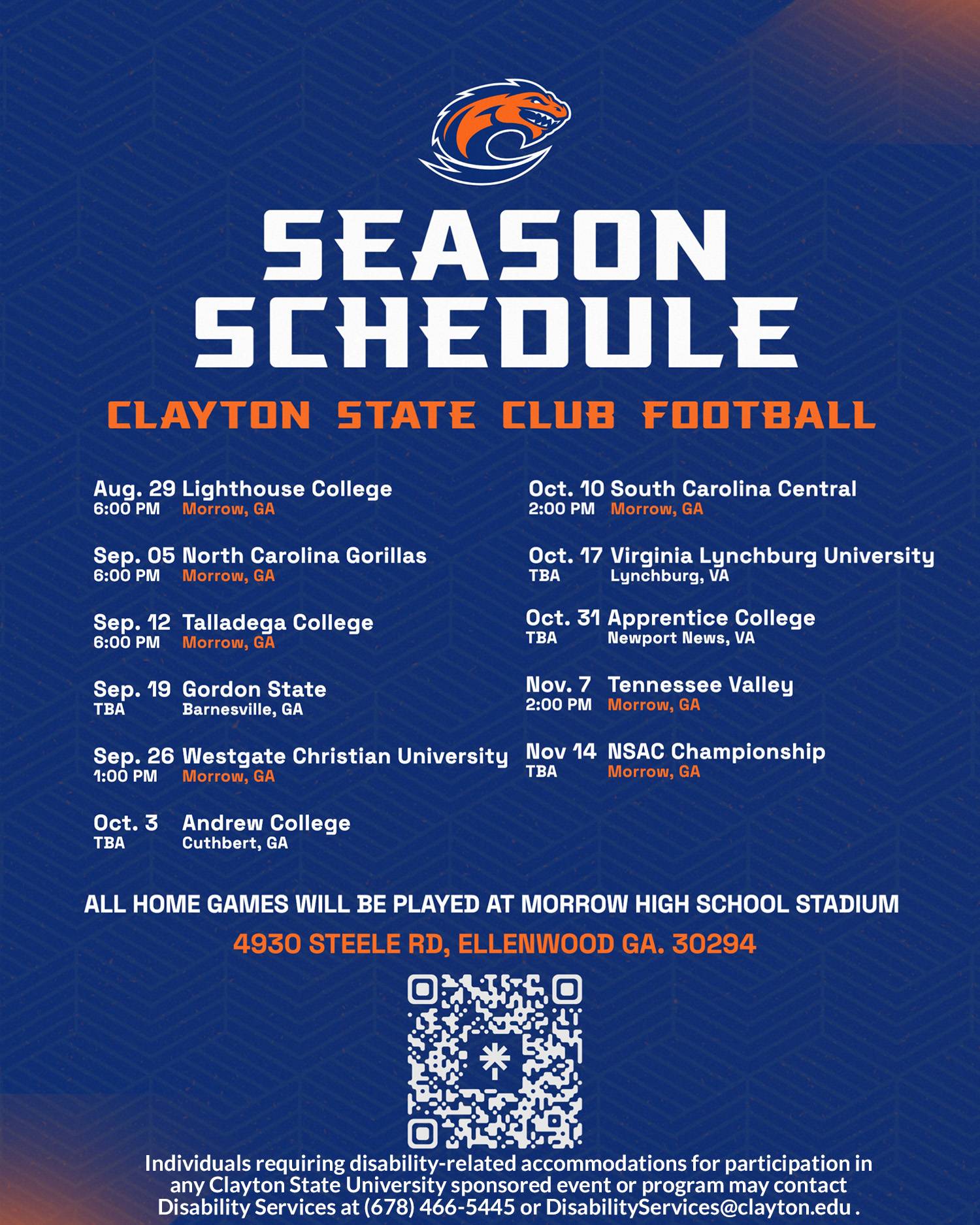 Club Football Season Schedule, includes an copy of the Loch head athletics logo. Information below.