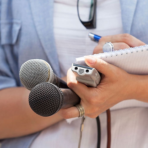 person with microphones