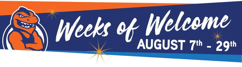 Weeks of Welcome January 13 - 31 Clayton State University. Image of Loch with his arms crossed.