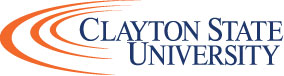Clayton State University Official Logo Orange and Blue