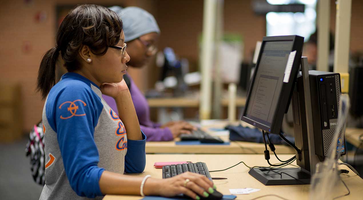 Student at computer