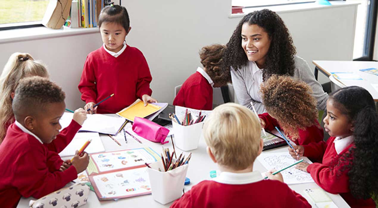 Teacher and students