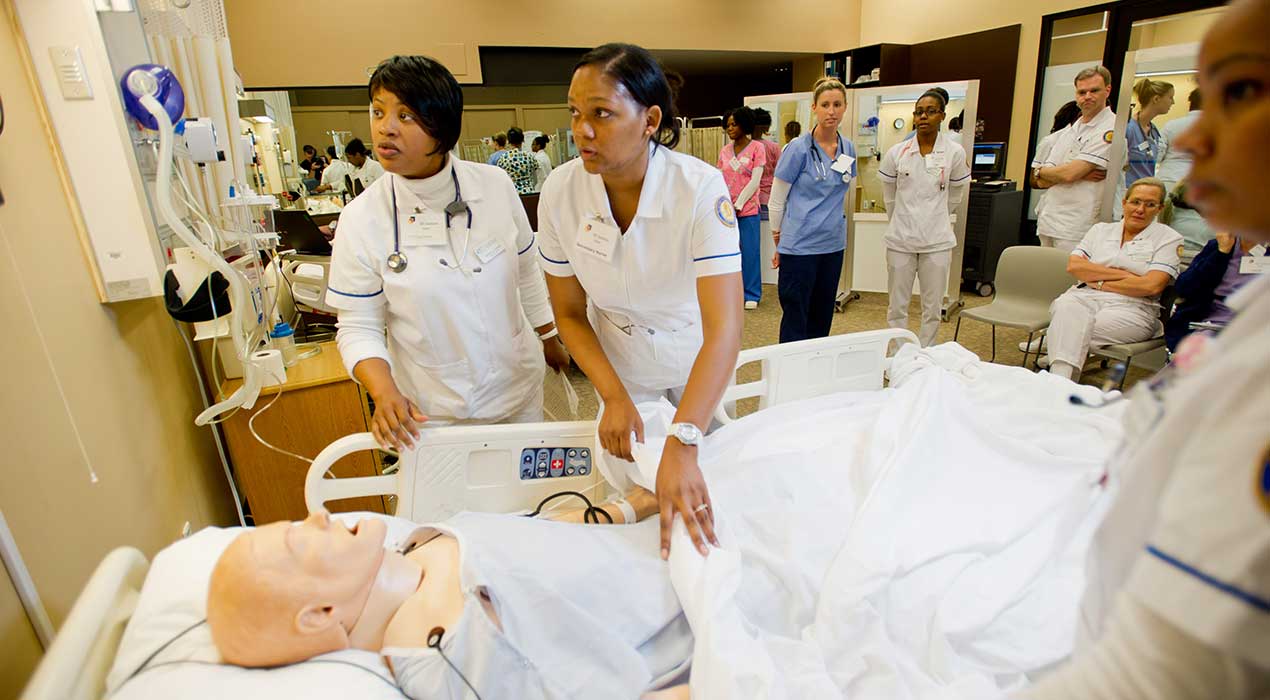 students in nursing lab