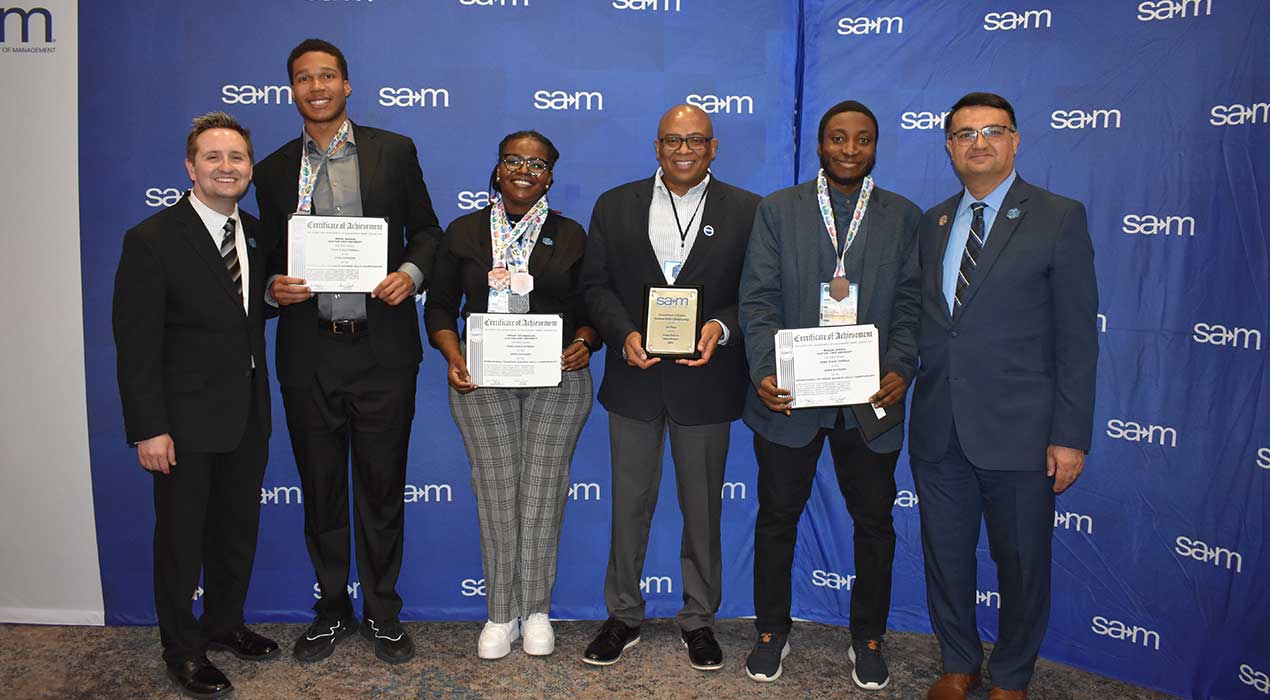 The 2024 Clayton State University team is all smiles after winning several awards in Orlando, Florida