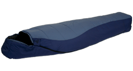 Image of a blue and gray sleeping bag